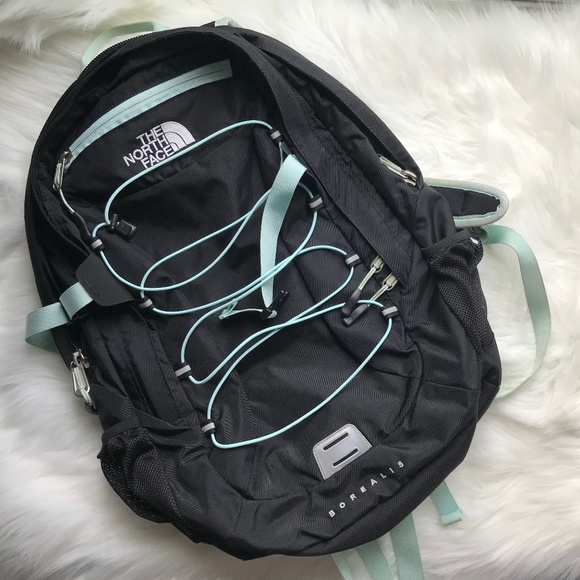 north face backpack black and mint